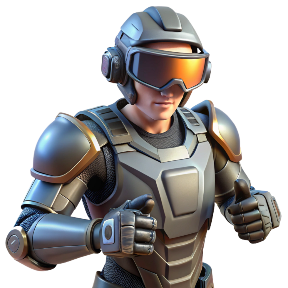 Futuristic Armored Soldier with Advanced Goggles png