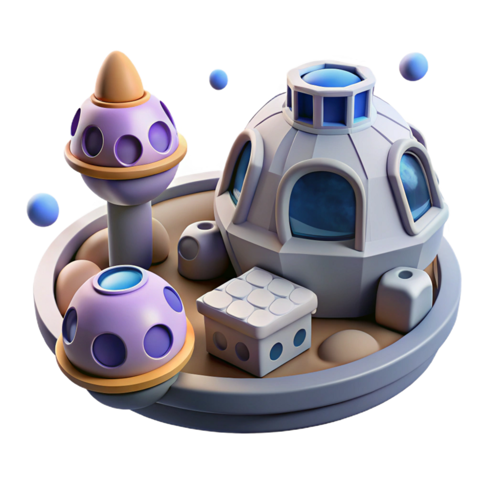 Futuristic Space Habitat A 3D Render of a Colonized Planet png