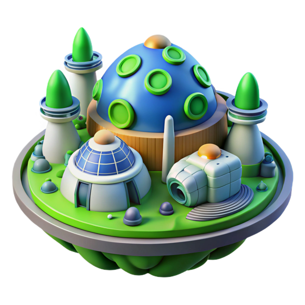 Futuristic Floating City A 3D Render of a Utopian Space Colony png