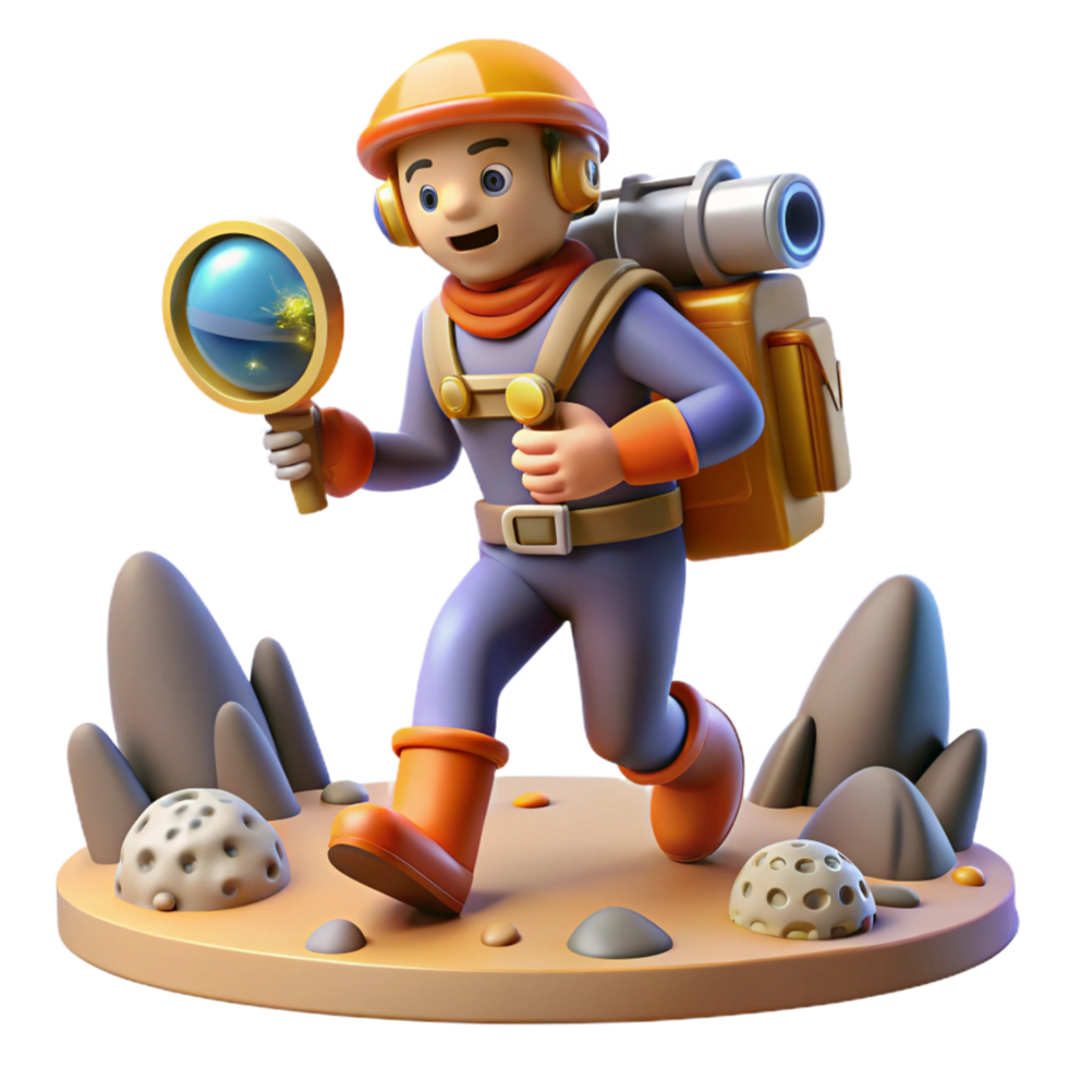 3D Astronaut Explorer on Alien Planet png