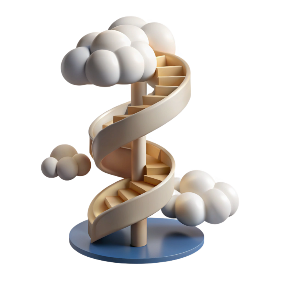 Spiral Staircase to the Clouds A 3D Render of Aspirational Growth png