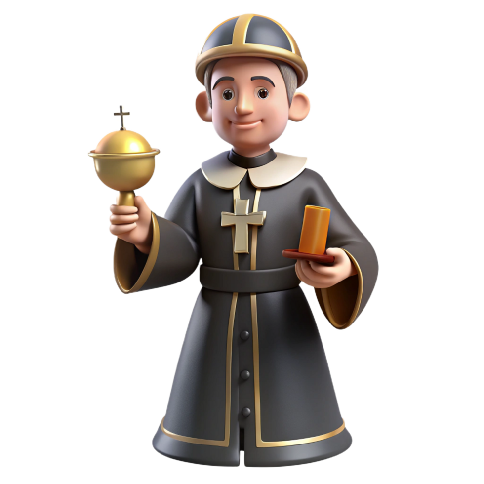 3D Render of a Religious Figure in Traditional Garb png