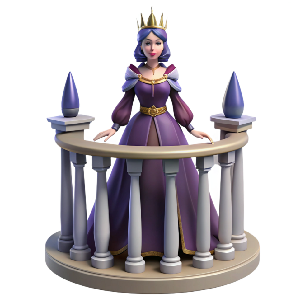 3D Render of a Queen on a Balcony png
