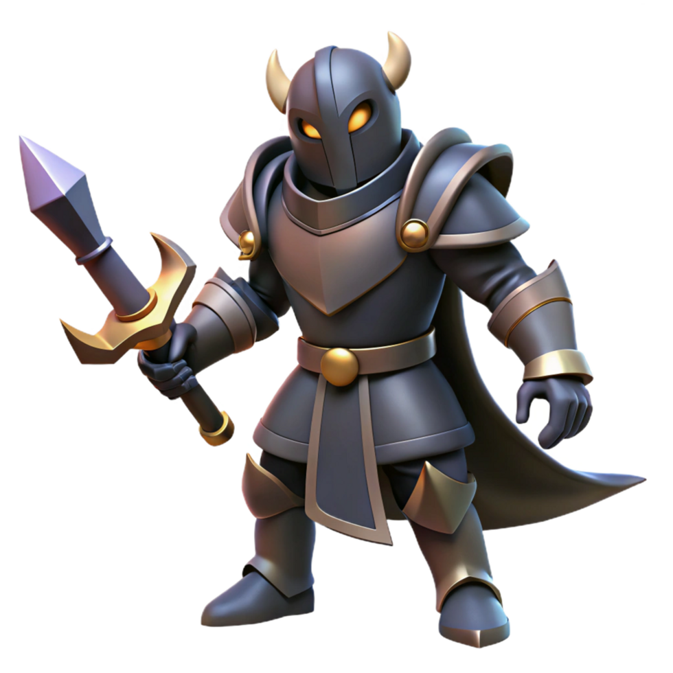 Dark Knight Fantasy Warrior with Spear and Armor png