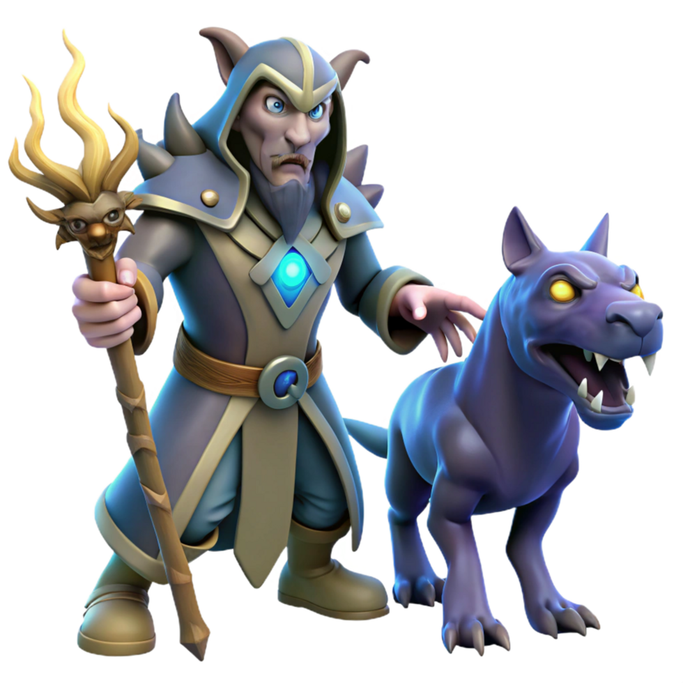 Wizard and Canine Fantasy Art png