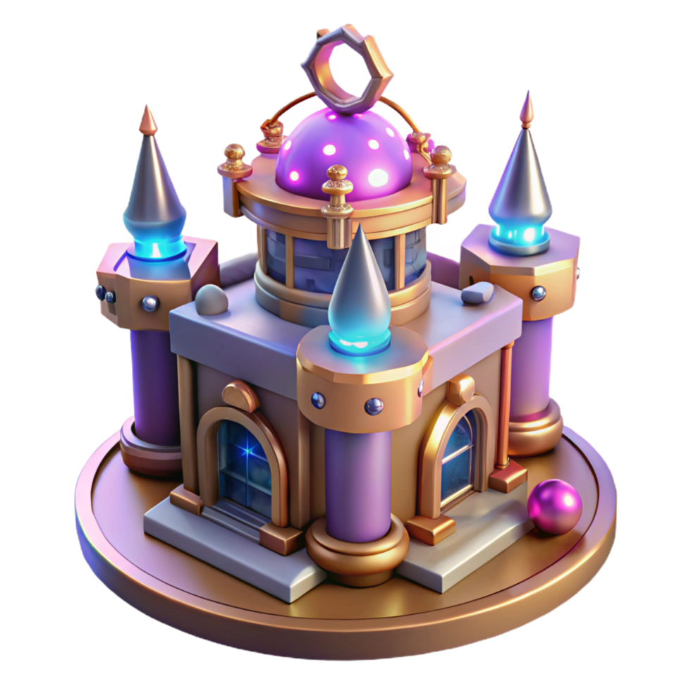 Enchanted Fantasy Castle 3D Render of Magical Tower png