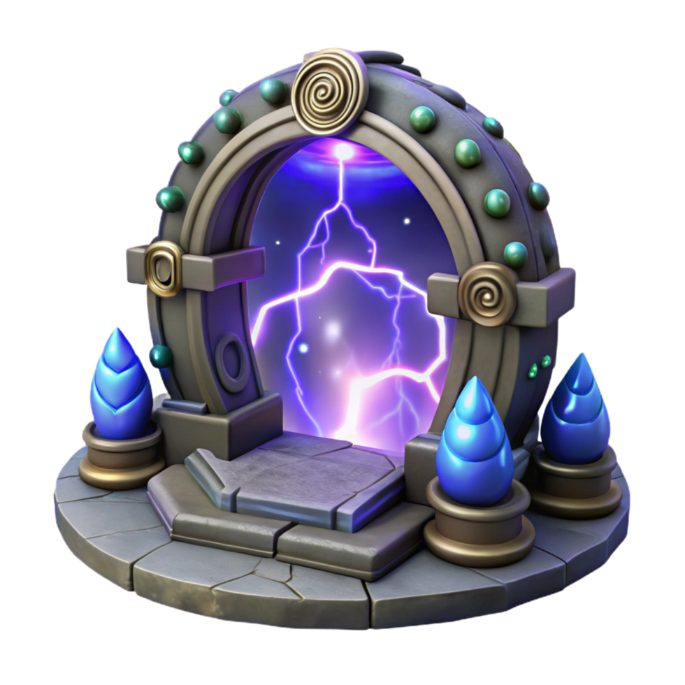Mystical Energy Portal Ancient Stone Gateway to a Universe of Lightning png