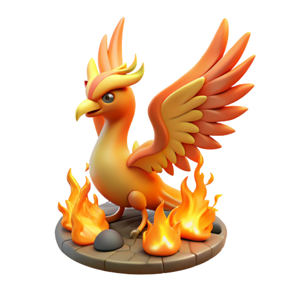 Fiery Mythical Bird 3D Render Fantasy Creature with Flames png