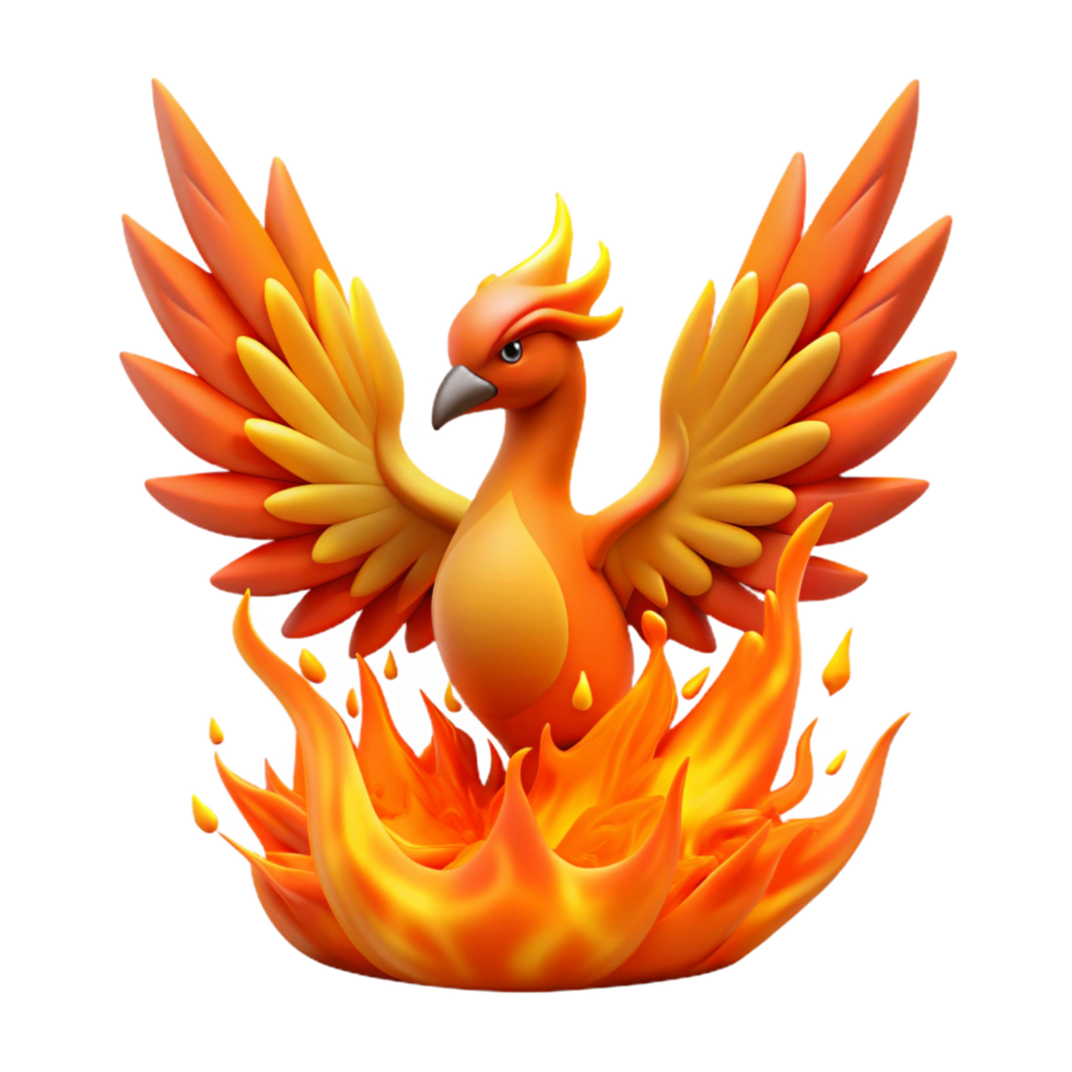 Mythical Firebird 3D Render of a Phoenix in Flames png