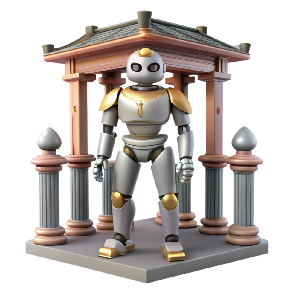 Robot in Classical Architecture Setting 3D Render png