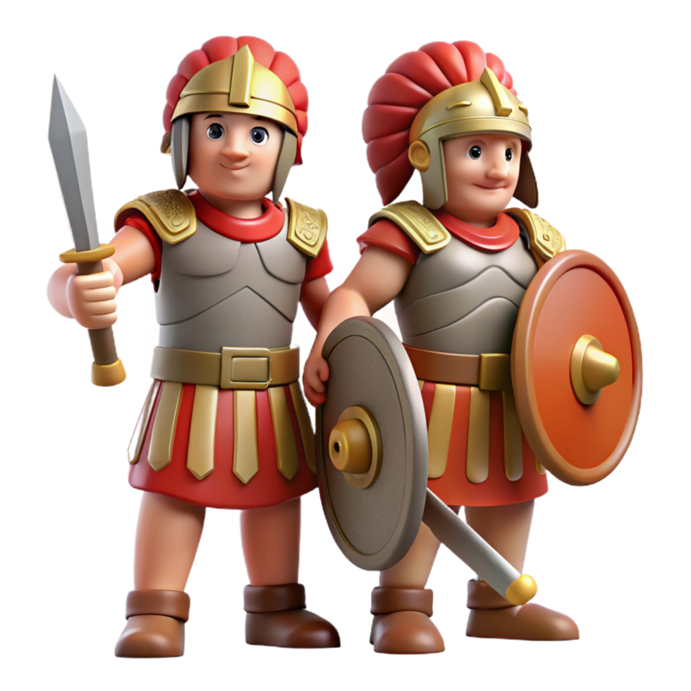 Cartoon Roman Soldiers with Swords and Shields png