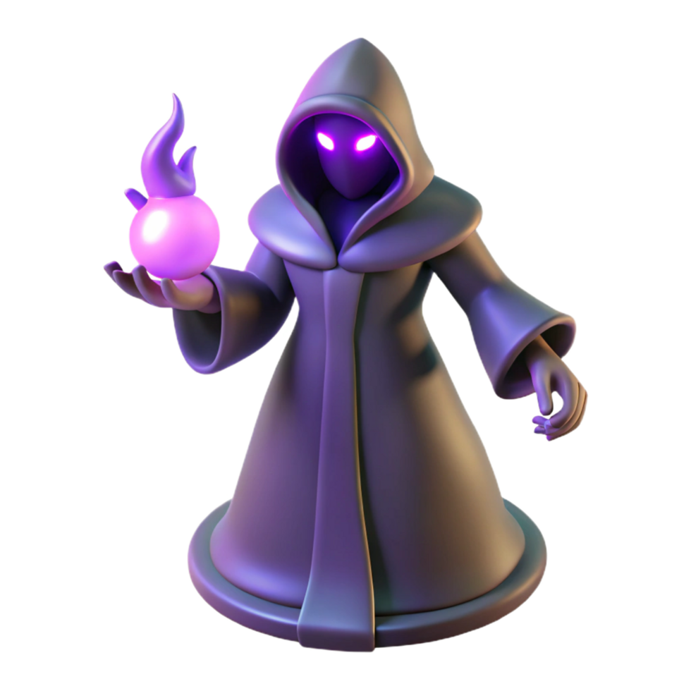 Mystic 3D Render Hooded Figure with Orb png