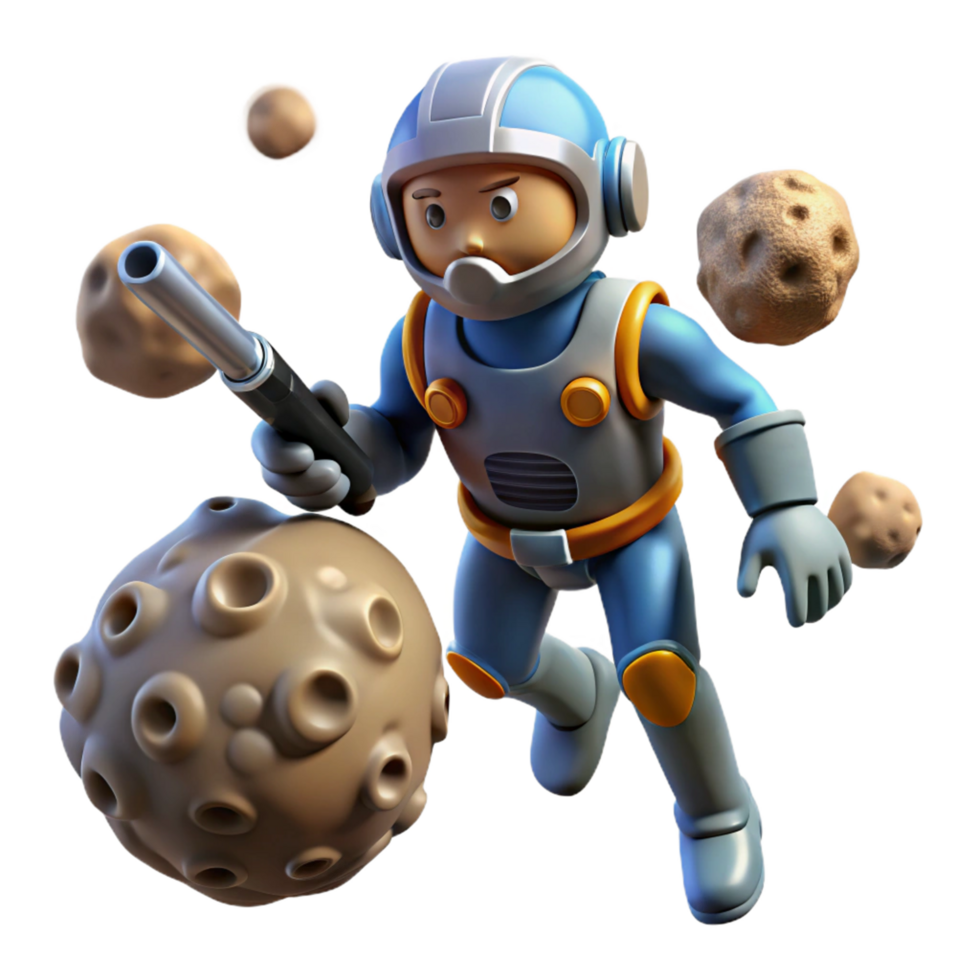 Astronaut Deflecting Asteroids in Space png