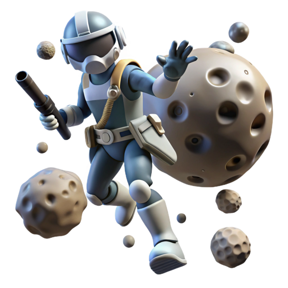 Astronaut in Space with Asteroids png