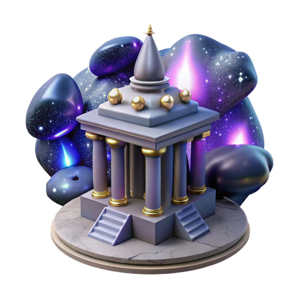 Cosmic Temple 3D Render of an Ancient Structure in a Nebula png