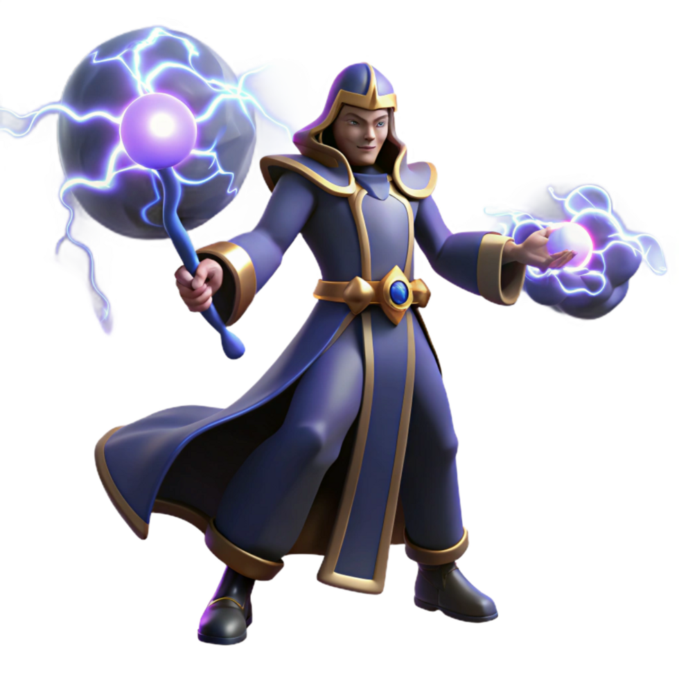 Arcane Mage with Lightning Magic png