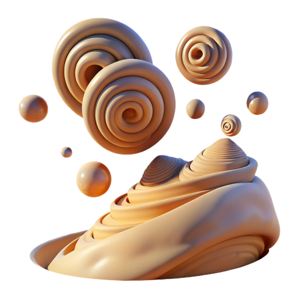 Abstract 3D Render Spirals, Spheres, and Fluid Forms png