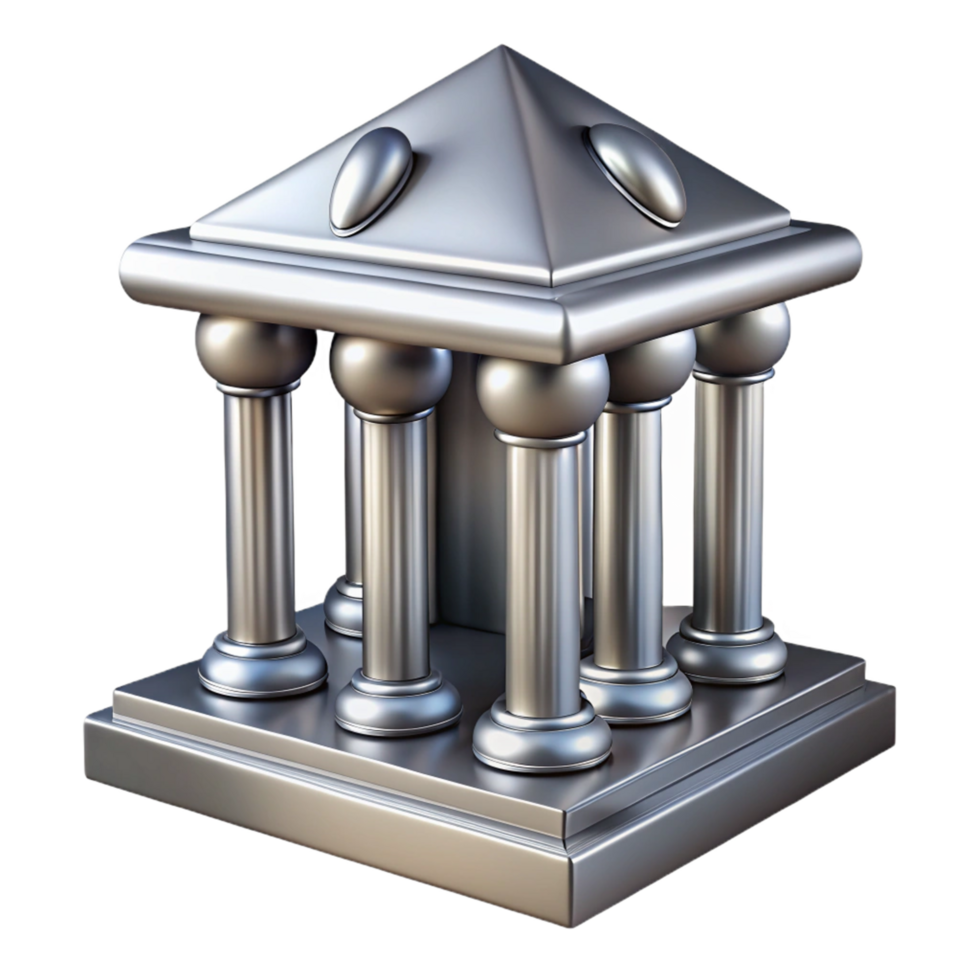 Metallic Temple Model Classical Architecture, Columns, and Geometric Design png