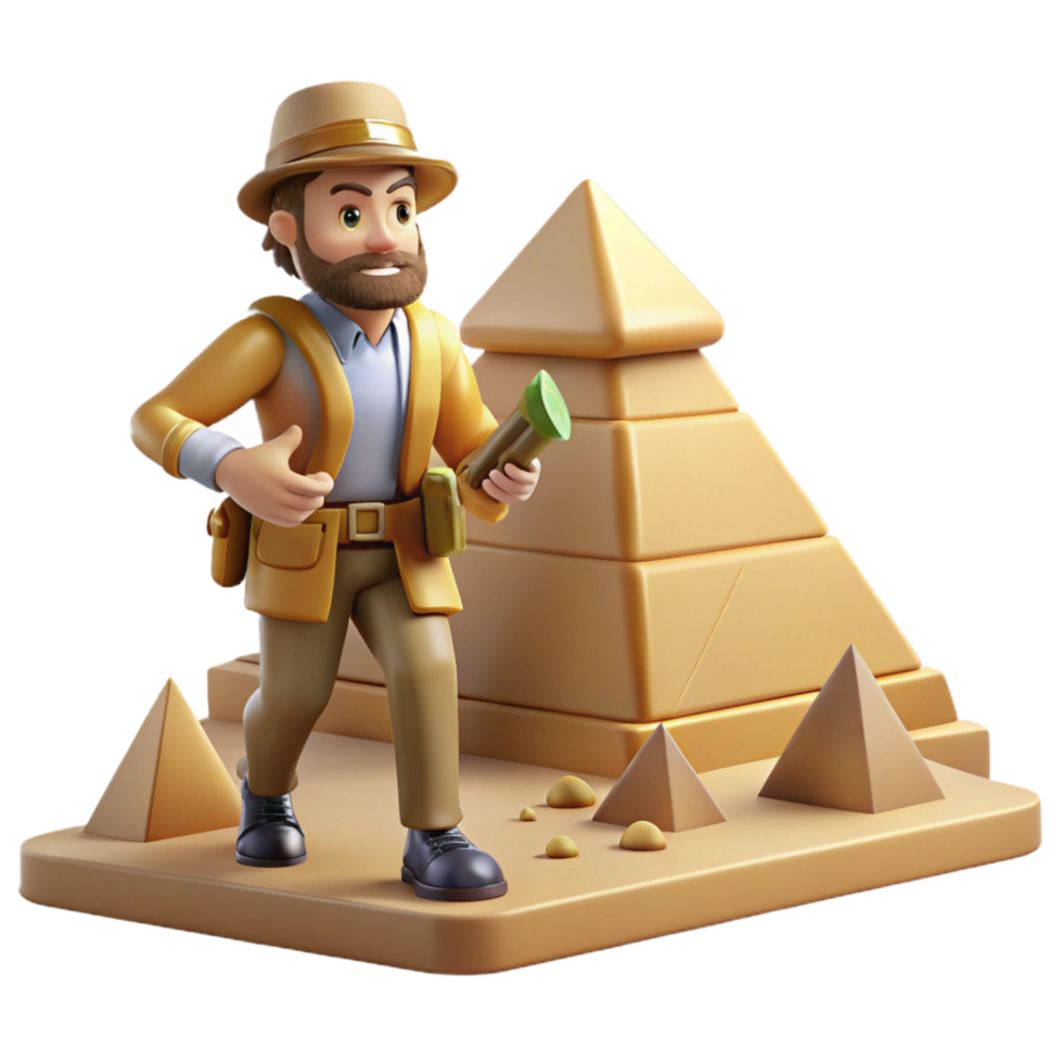 Explorer at Pyramid 3D Render png