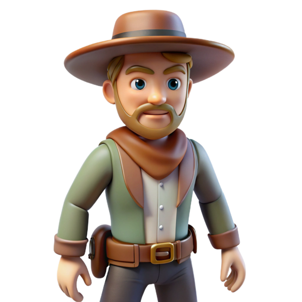 3D Render of a Cartoon Cowboy png