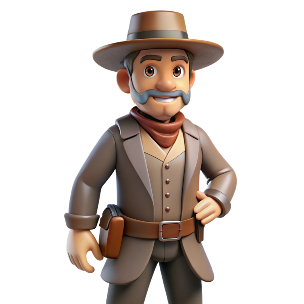 3D Render of a Smiling Cartoon Cowboy png