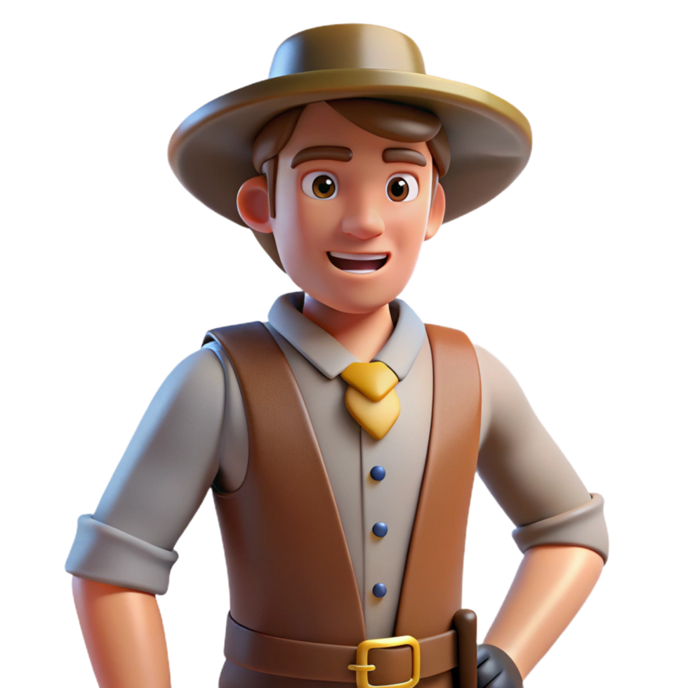 3D Cartoon Explorer Adventure Awaits png
