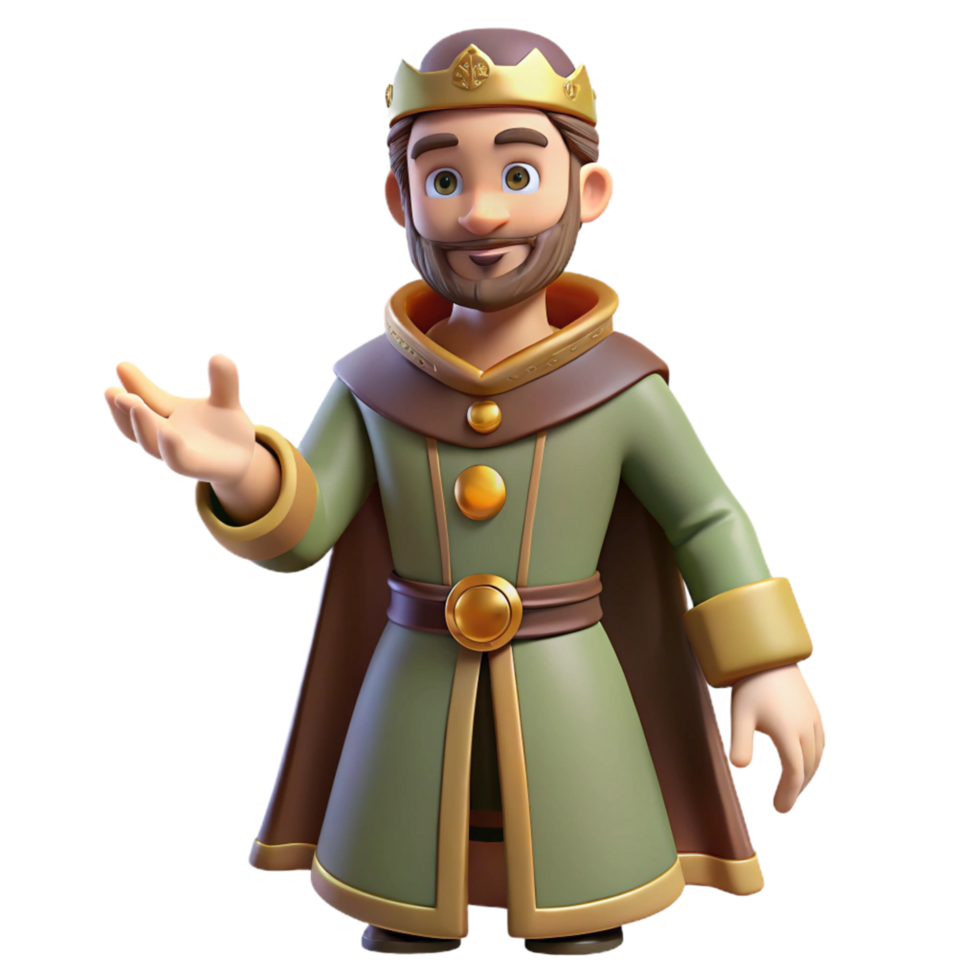 3D Render of a Cartoon King in Royal Attire png