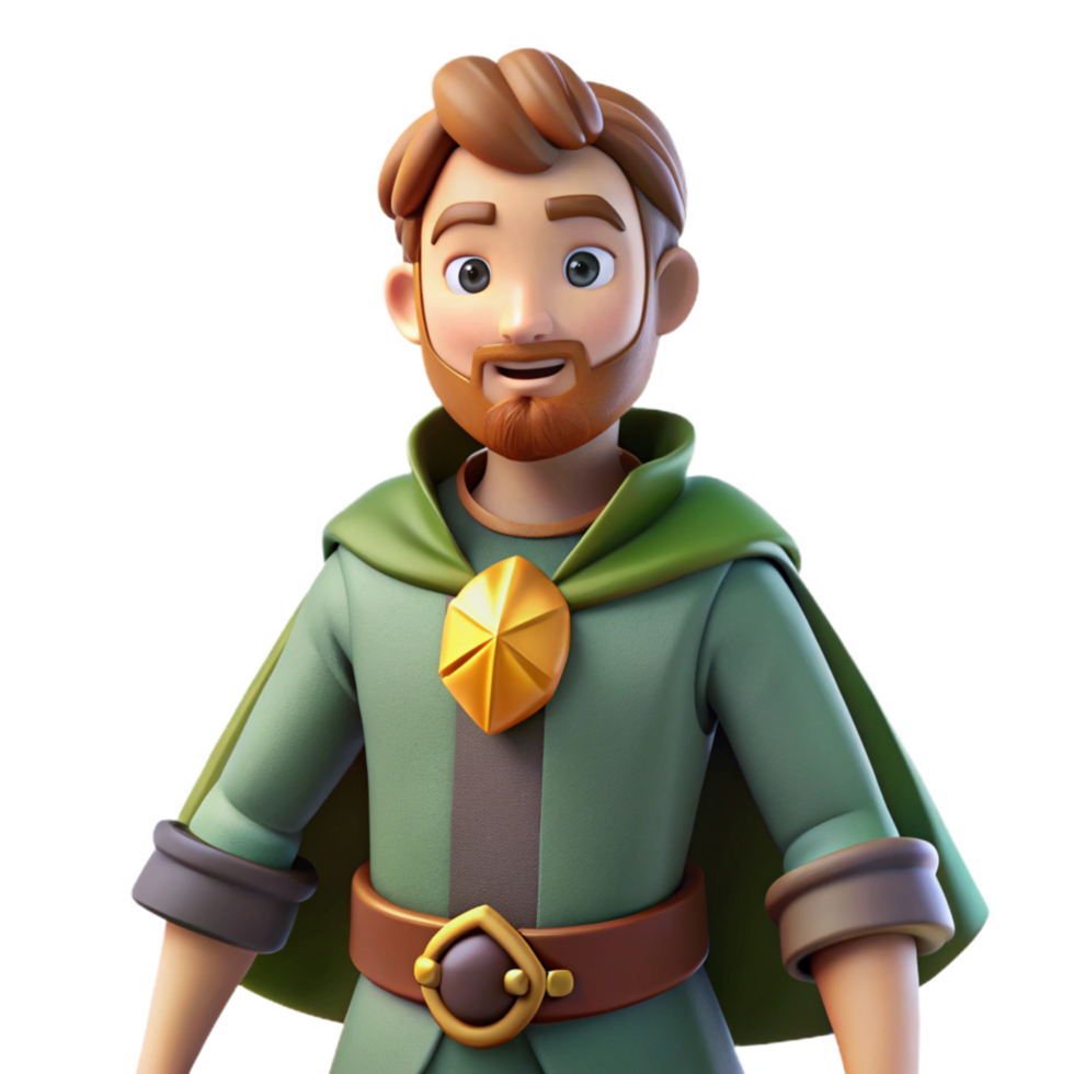 3D Render of a Friendly Cartoon Medieval Man png
