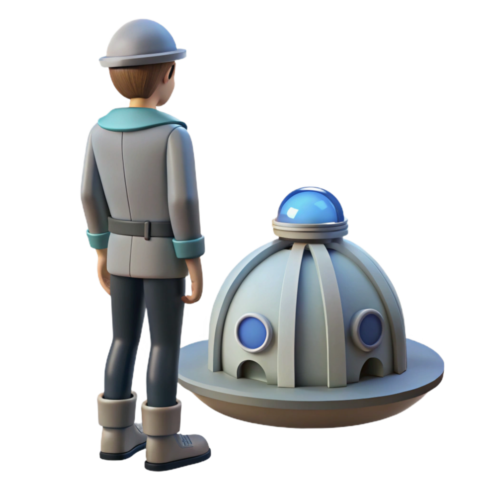 3D Render of Astronaut and Spaceship png
