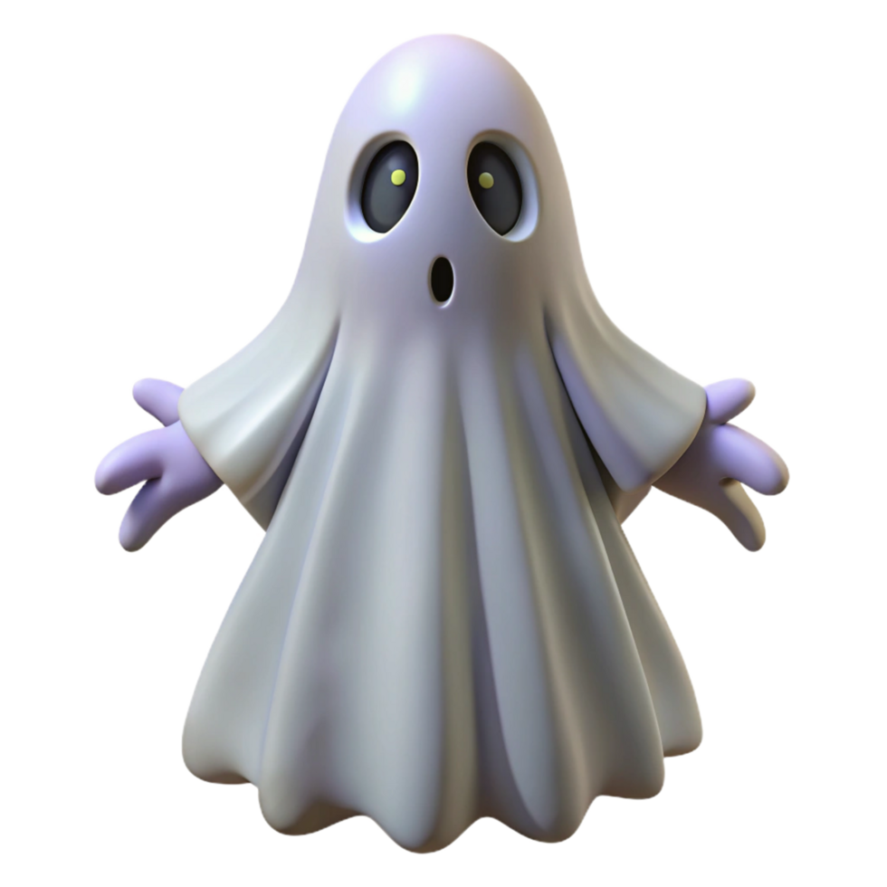 Adorable 3D Render of a Surprised Ghost png