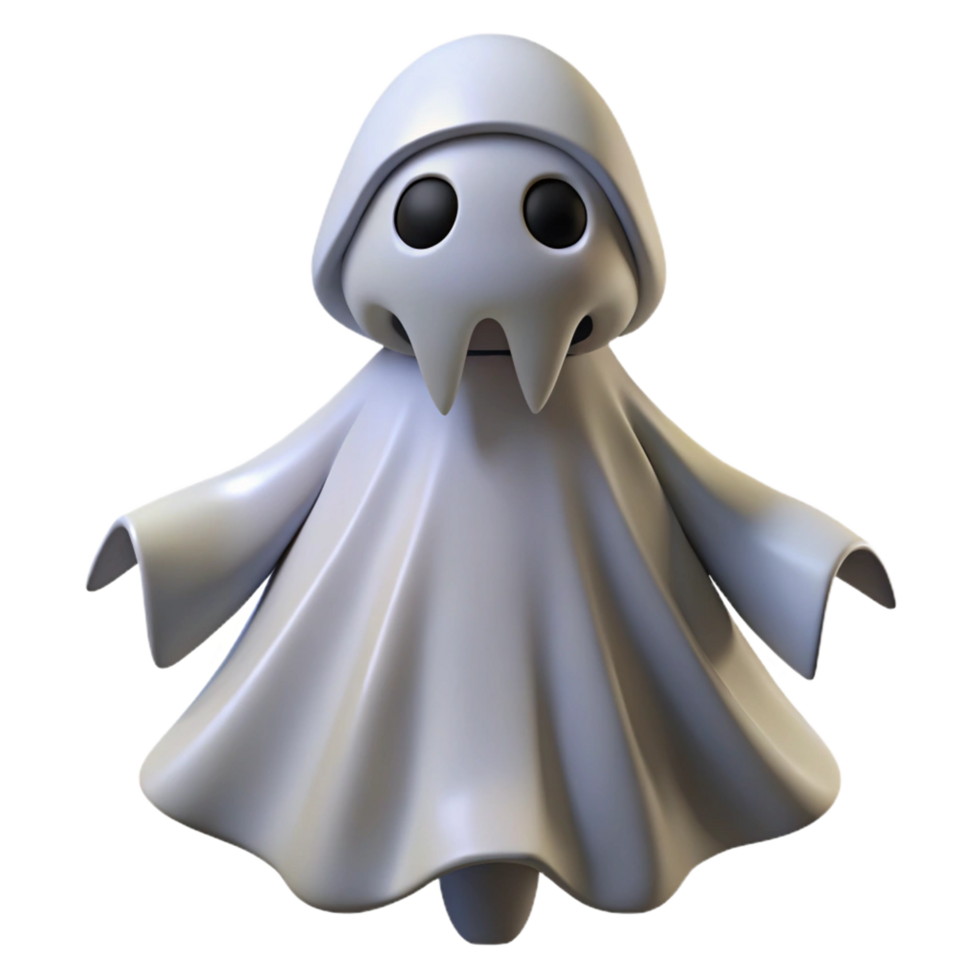 Cute Ghost Character 3D Render of a Friendly Spooky Figure png