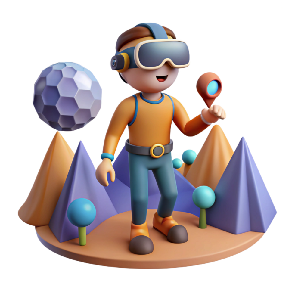 Immersive Virtual Reality Exploration 3D Adventure in Geometric Landscapes png