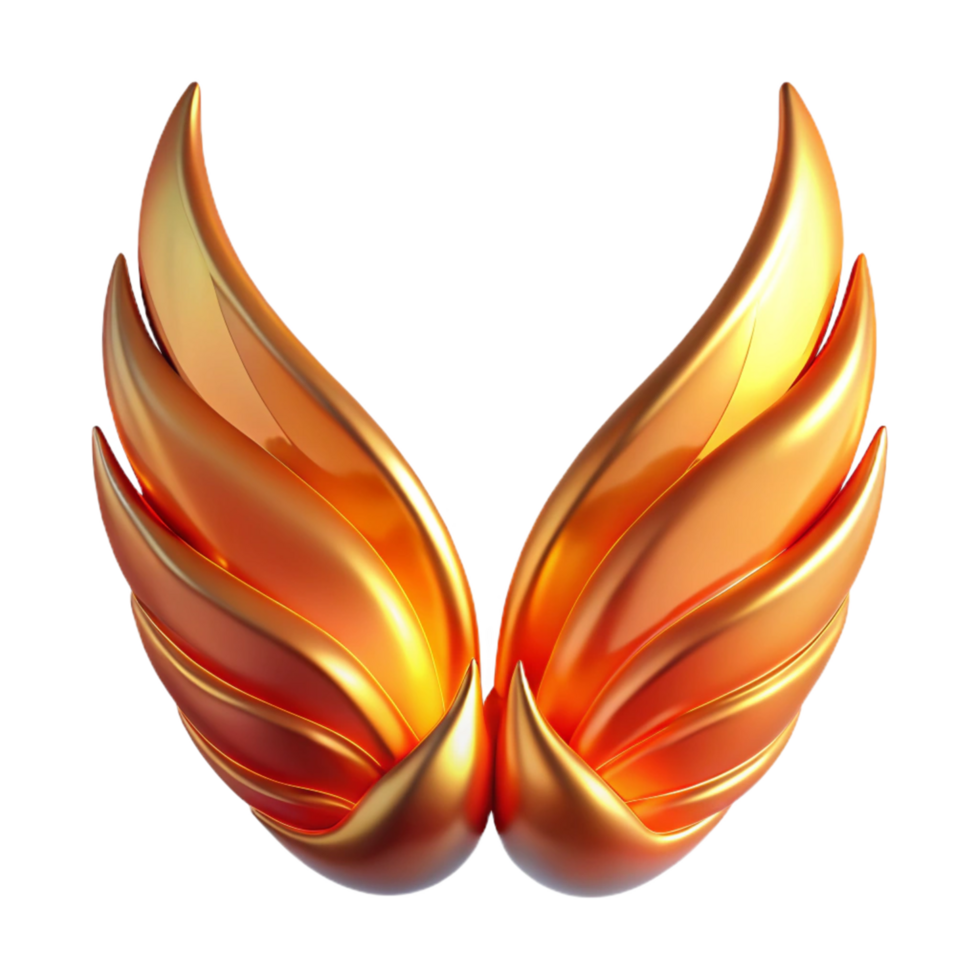 Golden Wings Abstract 3D Render of Elegant, Fiery Wings png