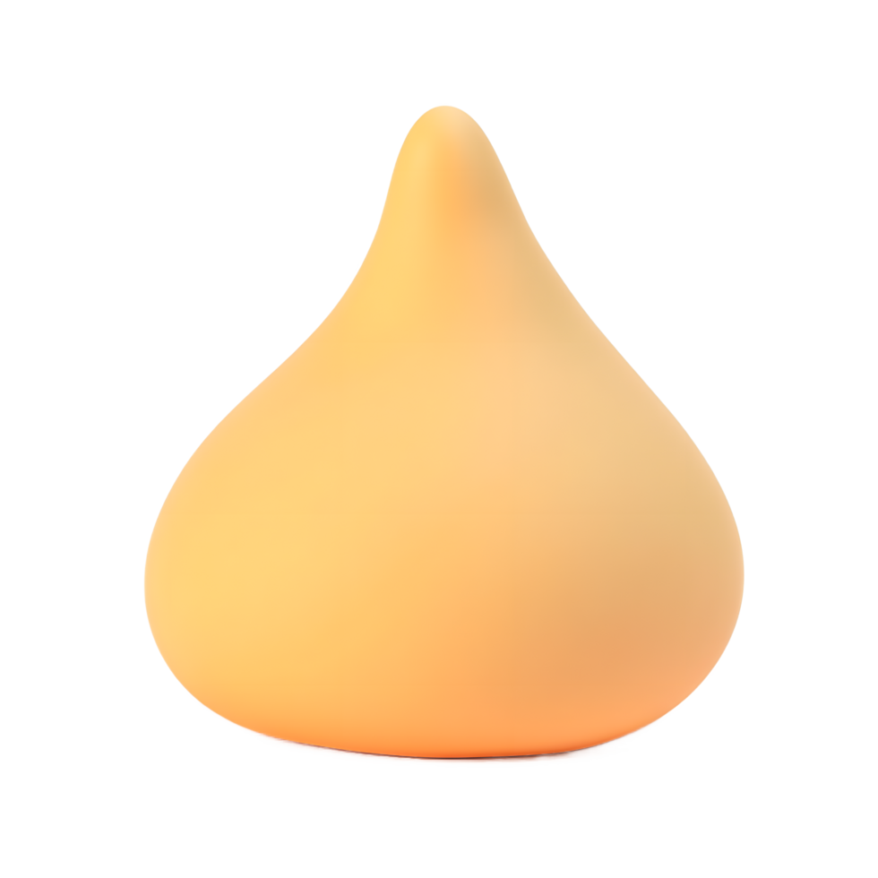 Smooth Orange Teardrop Shape 3D Render png