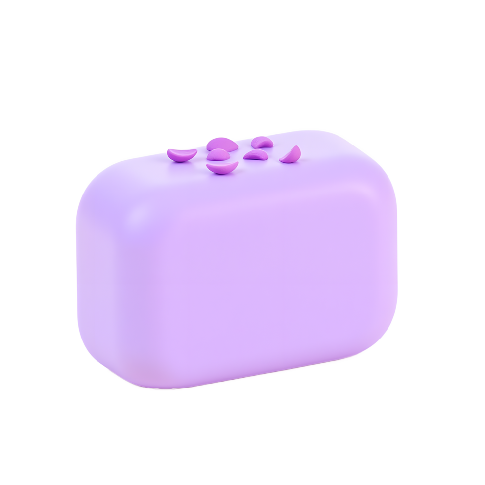 Lavender Soap Bar with Purple Accents Minimalist Product Design png
