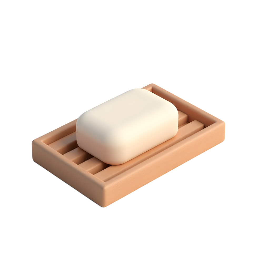 Simple White Soap in Wooden Soap Dish Minimalist Design png