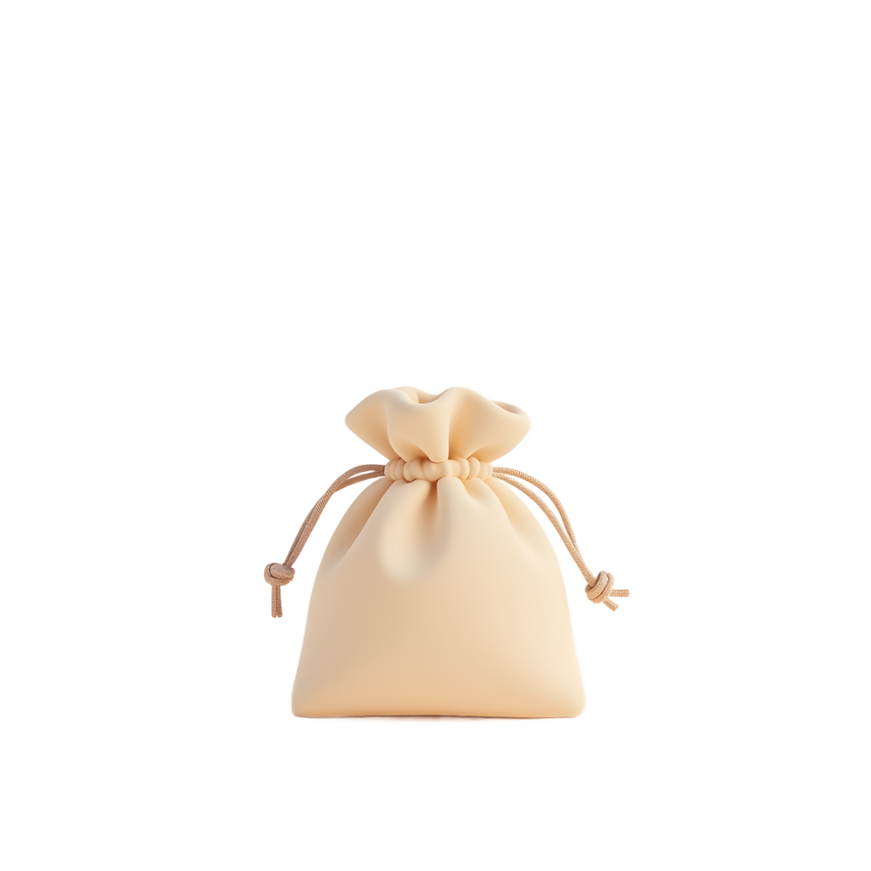 Beige Drawstring Pouch Mockup Minimalist Product Photography png