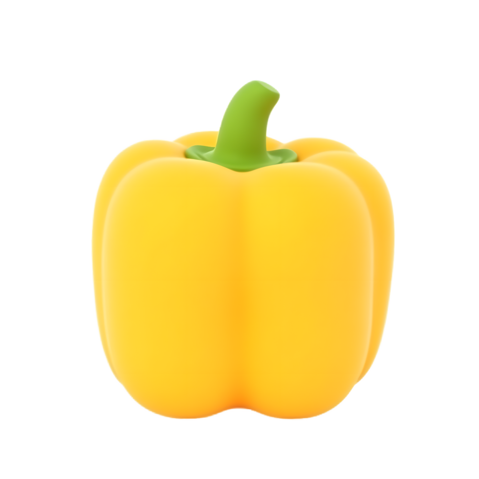 Cute Yellow Bell Pepper 3D Render png