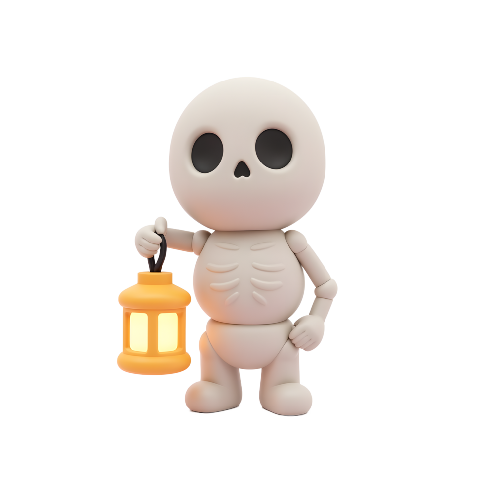 Cute Cartoon Skeleton Holding Lantern Halloween Decoration png