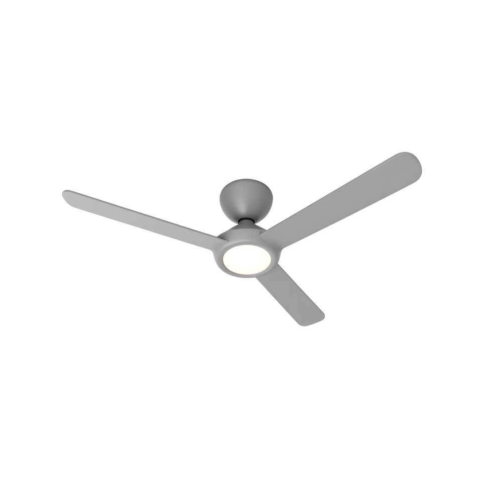 Modern Gray LED Ceiling Fan with Three Blades png
