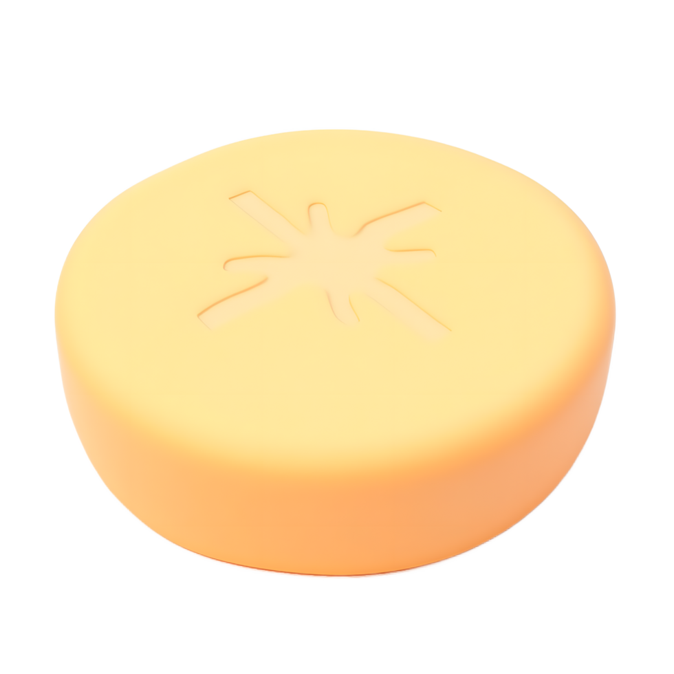 Round Yellow Cheese Wheel with Star Design png