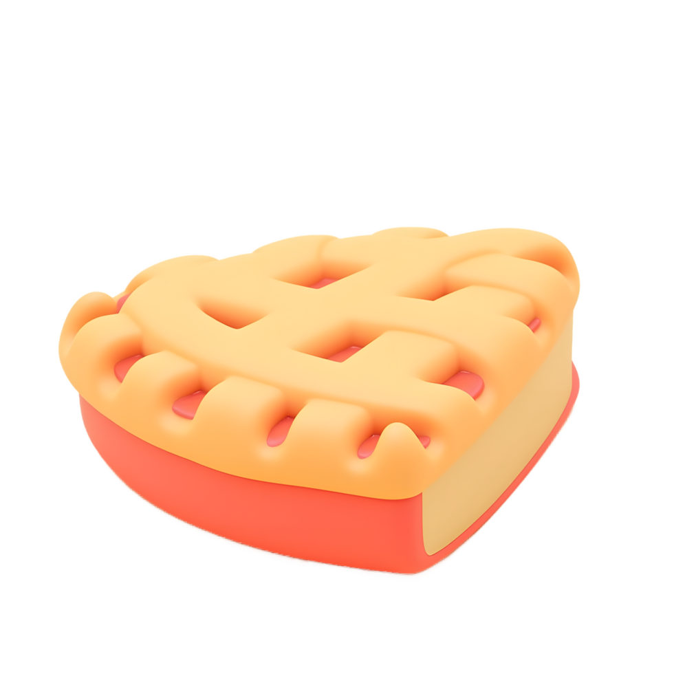 Adorable 3D Rendered Heart-Shaped Pie Sweet Dessert png