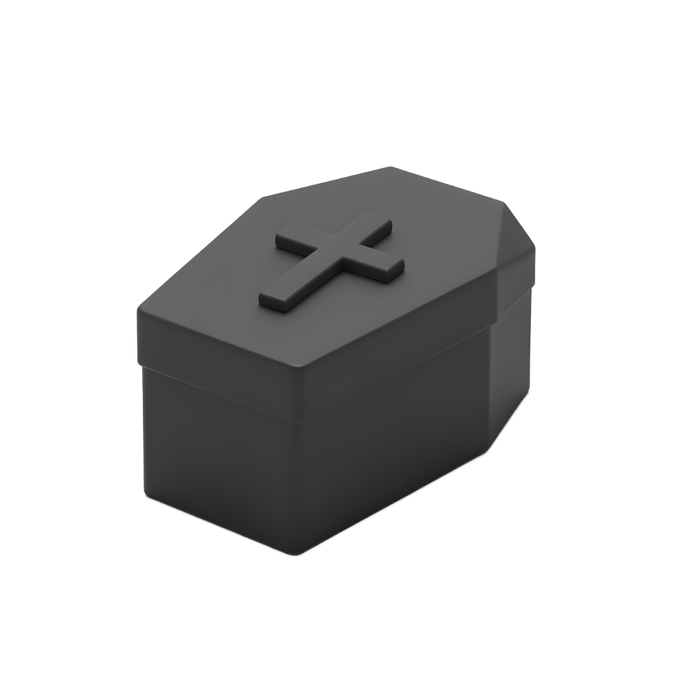 Black Coffin Shaped Box with Cross Top for Halloween png