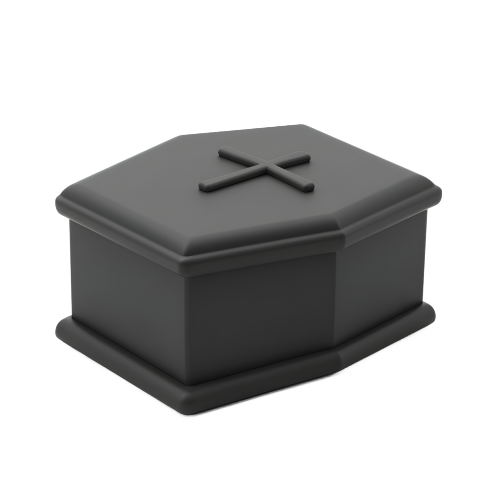 Black Coffin Shaped Box with Cross Unique Storage Container png
