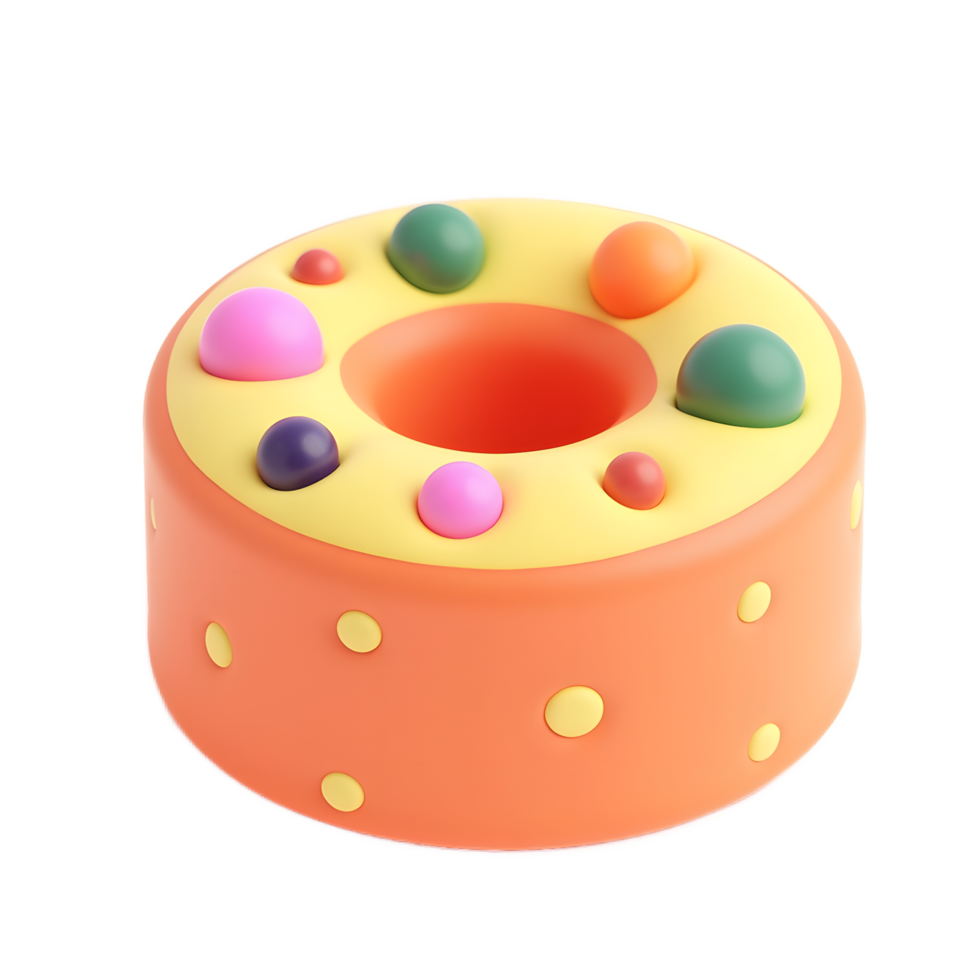 Cute 3D Donut Toy with Colorful Balls png