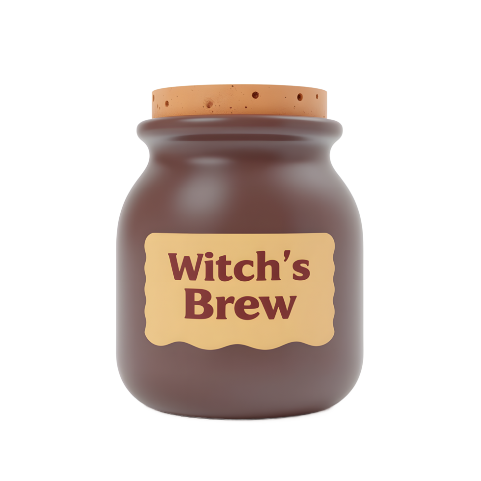 Witch's Brew Jar 3D Render Brown Cork Halloween png