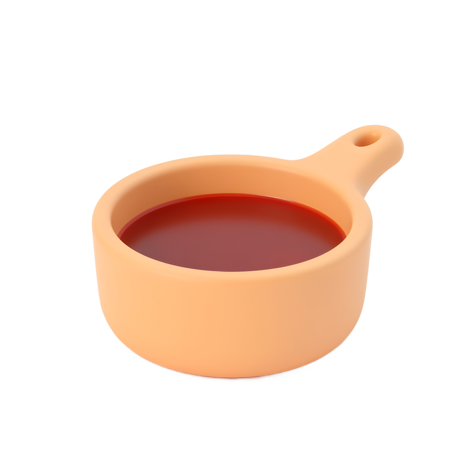 Small Orange Bowl of Red Sauce 3D Render png