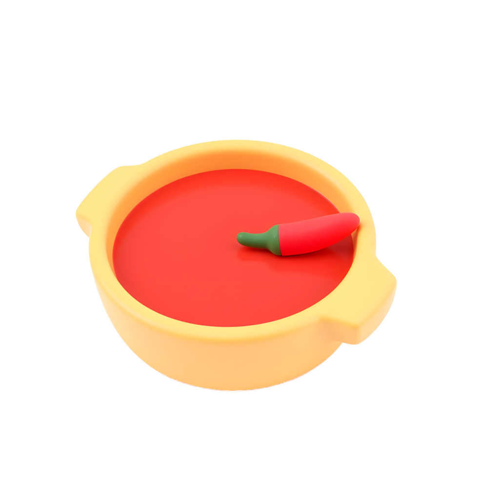 Spicy Tomato Soup Bowl 3D Render Illustration png