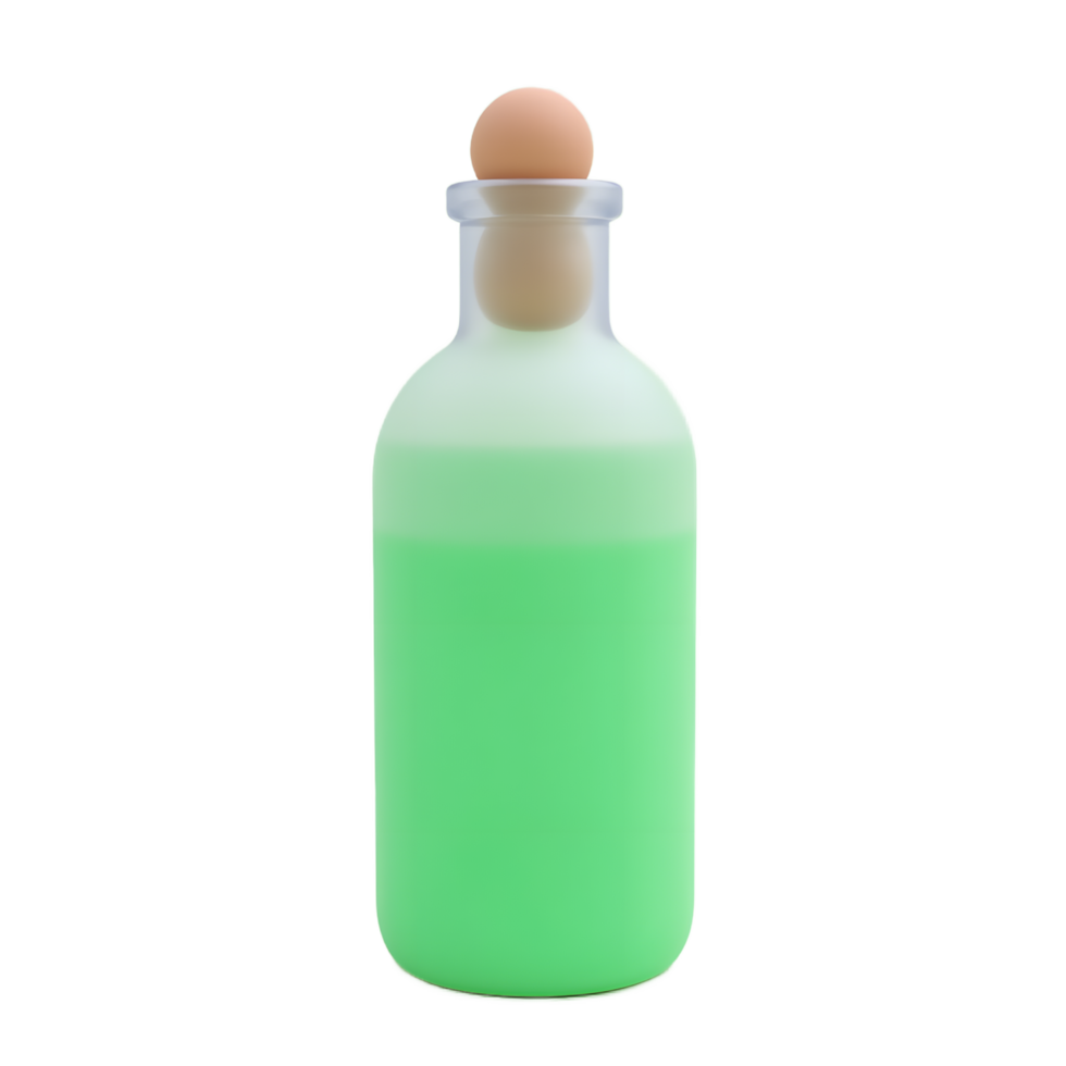 Green Liquid in Glass Bottle with Cork Top png