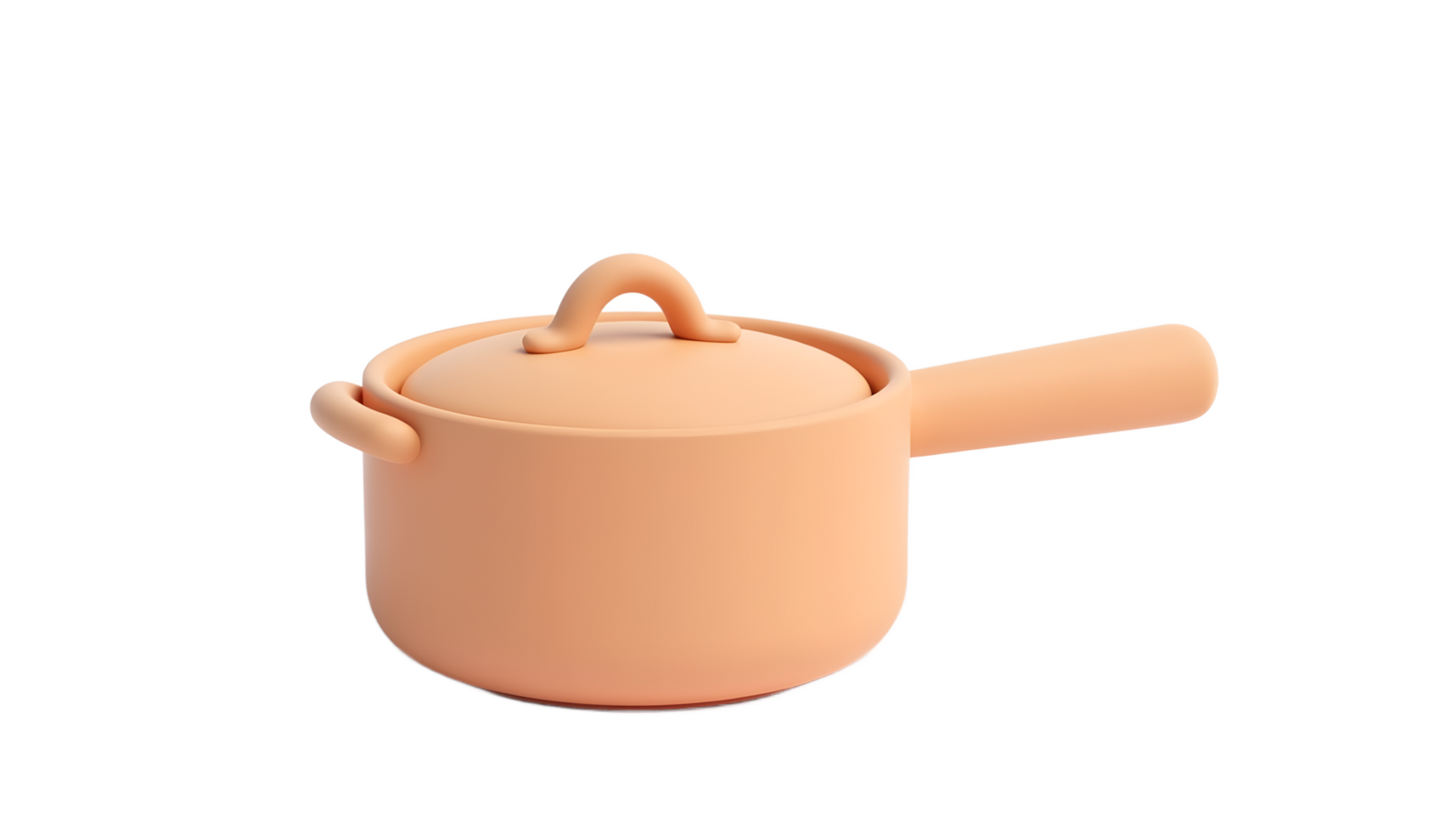 Peach Colored Small Saucepan 3D Render Kitchenware png